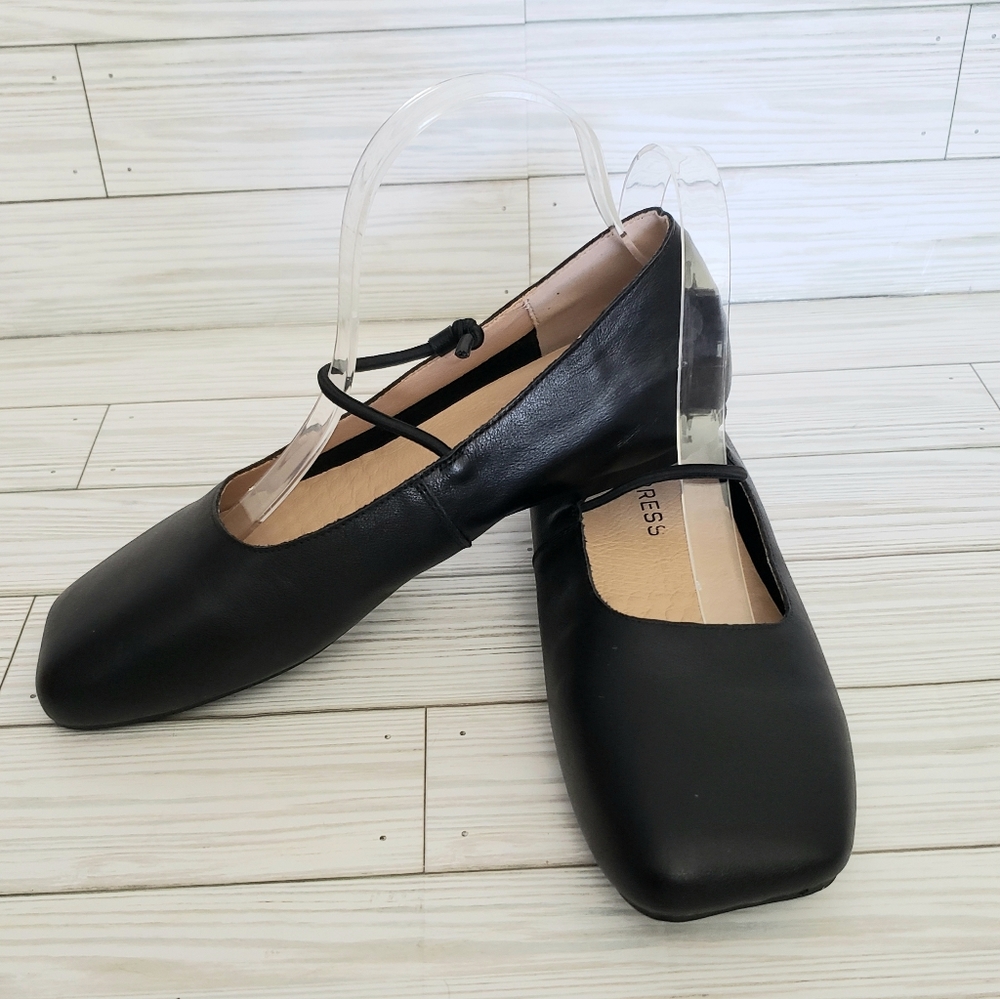 Empress Australia "The Square Toe" Mary Jane Flat, Le… Gem